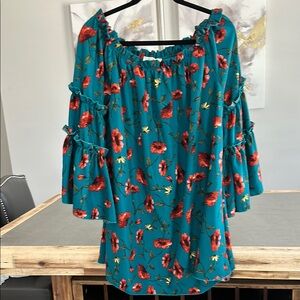 Floral Teal Midi Dress